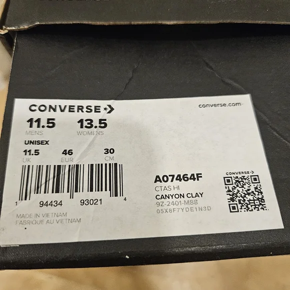 Converse Chuck Taylor All Stars Canvas Men’s 11.5 Women’s 13.5 High Top - Picture 7 of 7